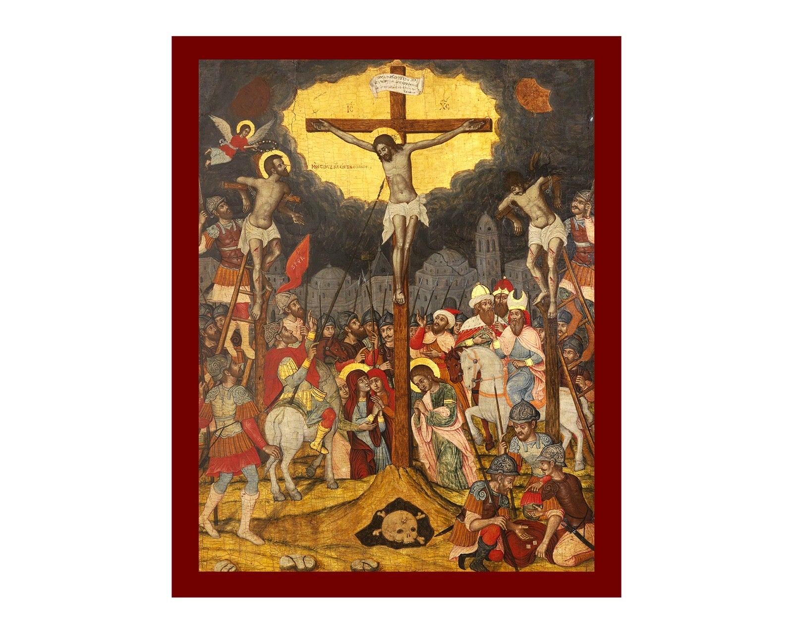 Icône de la Crucifixion du Christ (artisanat grec)