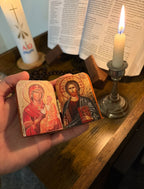 Orthodoxe Klappikone (Christus der Lehrer & Theotokos Hodegetria) – 8x12cm