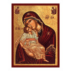 Gottesmutter Eleusa Ikone (griechische Handarbeit)