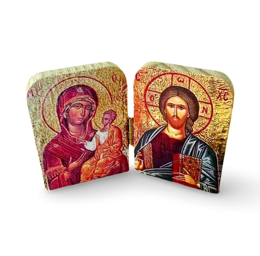 Orthodox Folding Icon (Christ the Teacher & Theotokos Hodegetria)